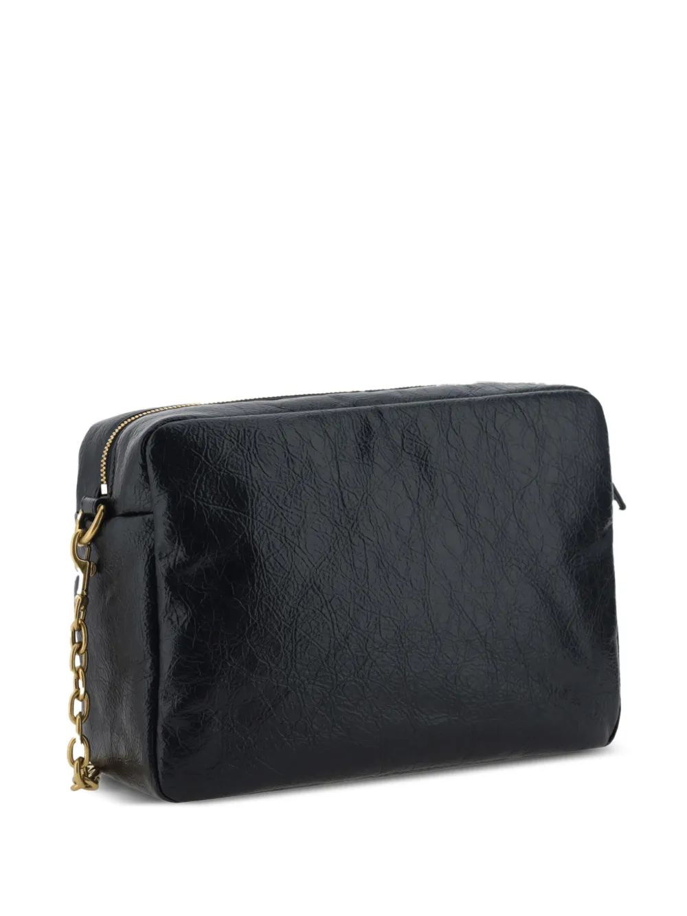 BOLSO MONACO S NEGRO LOGO CADENA DORADA