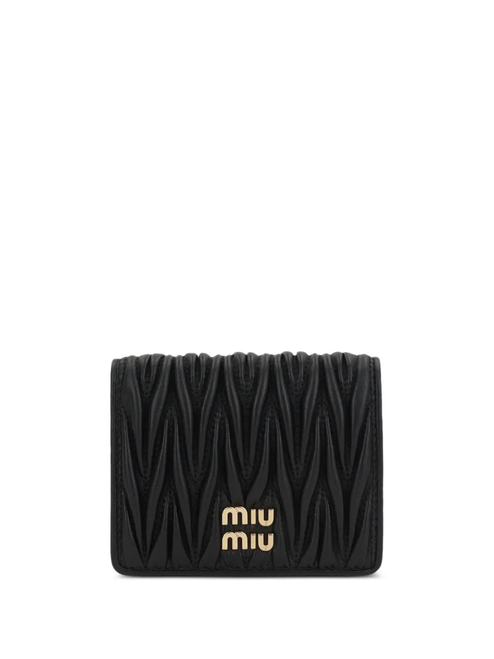 CARTERA MATELASSE NEGRA LOGO DORADO