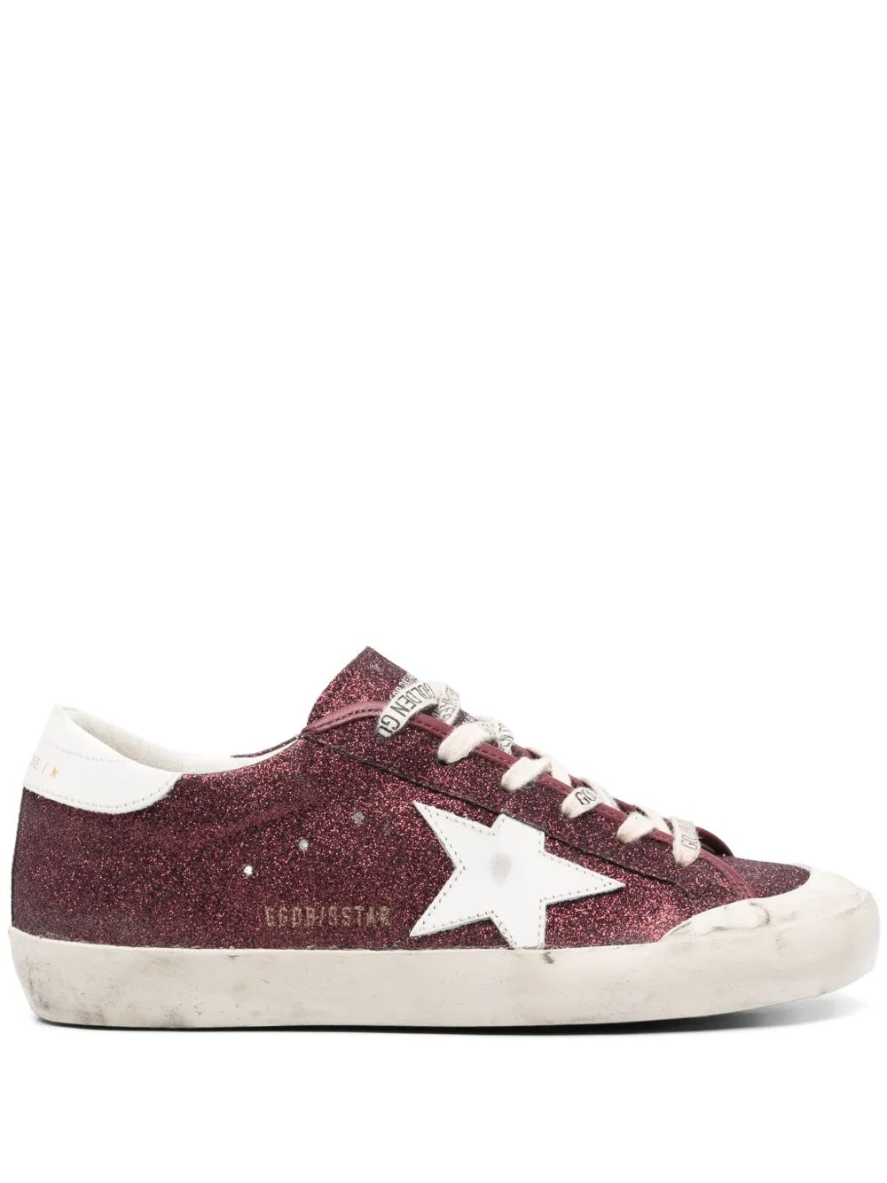 SNEAKER SUPERSTAR GLITTER BURDEOS BLANCO