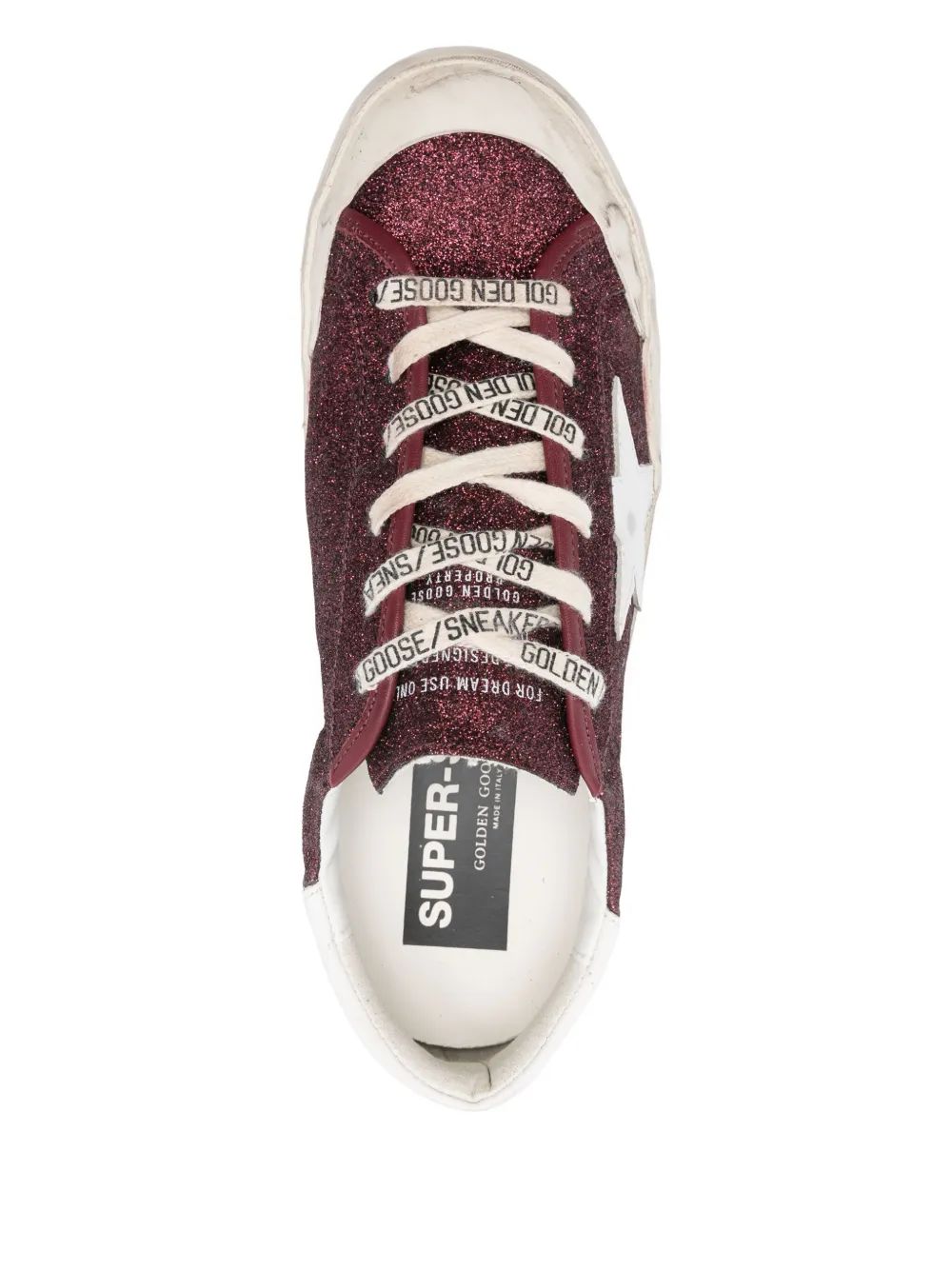 SNEAKER SUPERSTAR GLITTER BURDEOS BLANCO