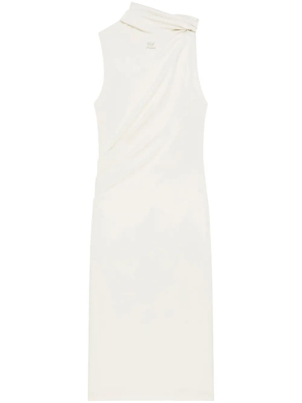 VESTIDO SM NATURAL CREPE DRAPEADO