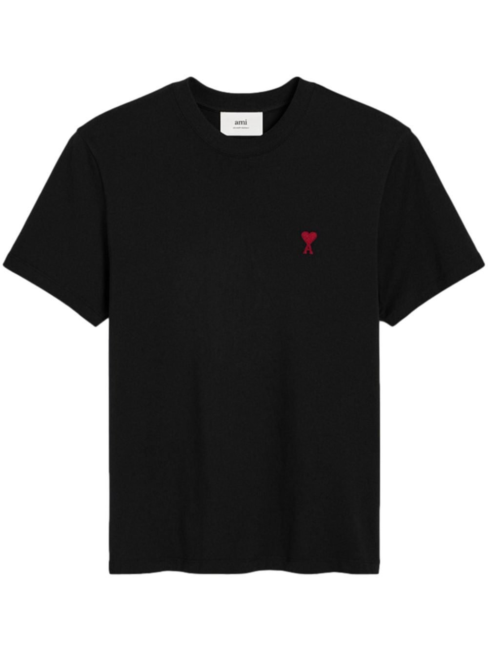 CAMISETA MC NEGRA LOGO ROJO BORDADO