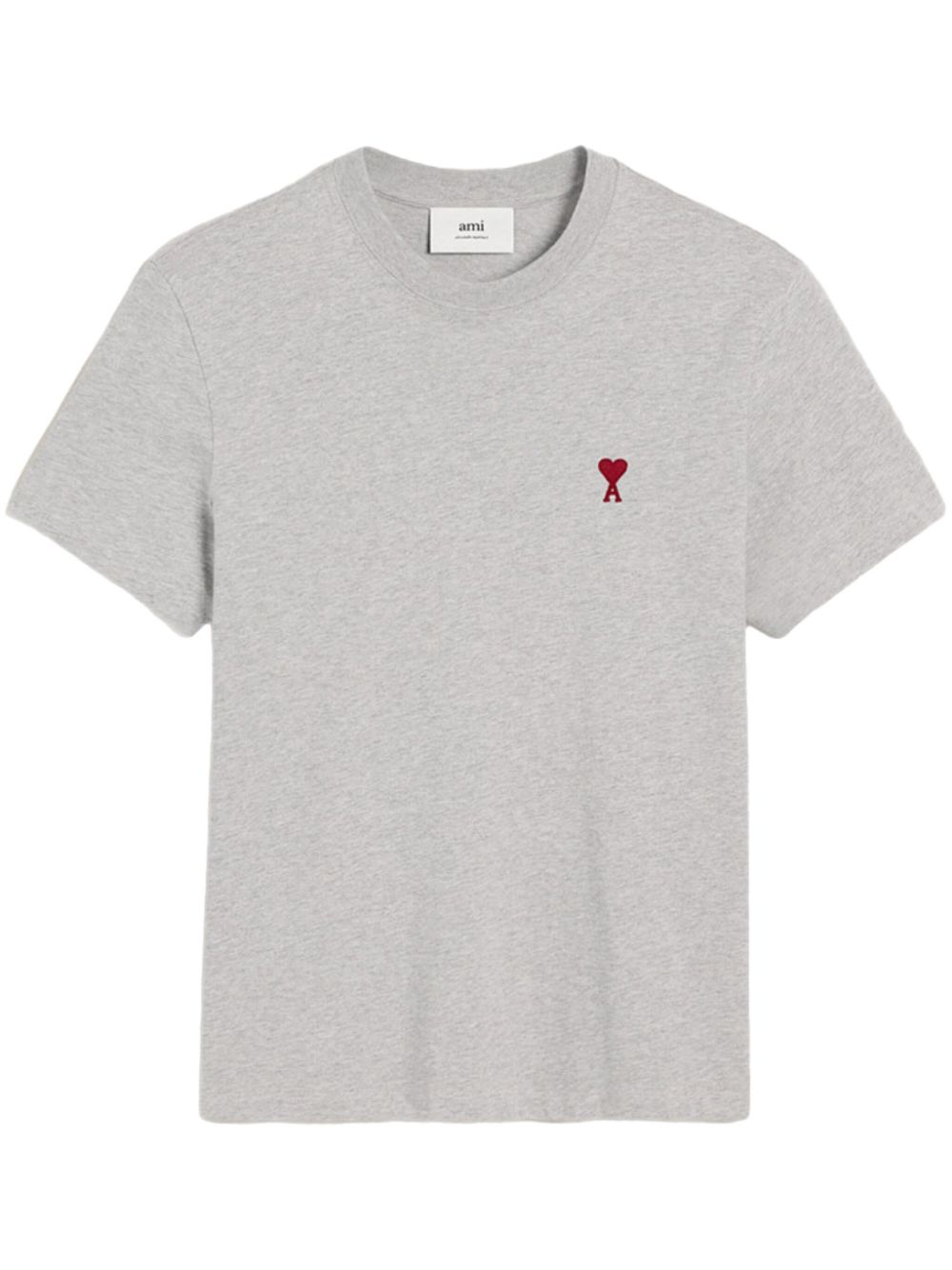 CAMISETA MC GRIS LOGO ROJO BORDADO