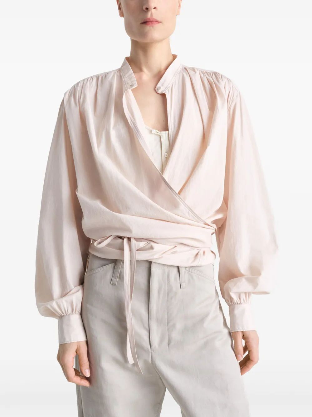 BLUSA WRAP BEIGE CLARO