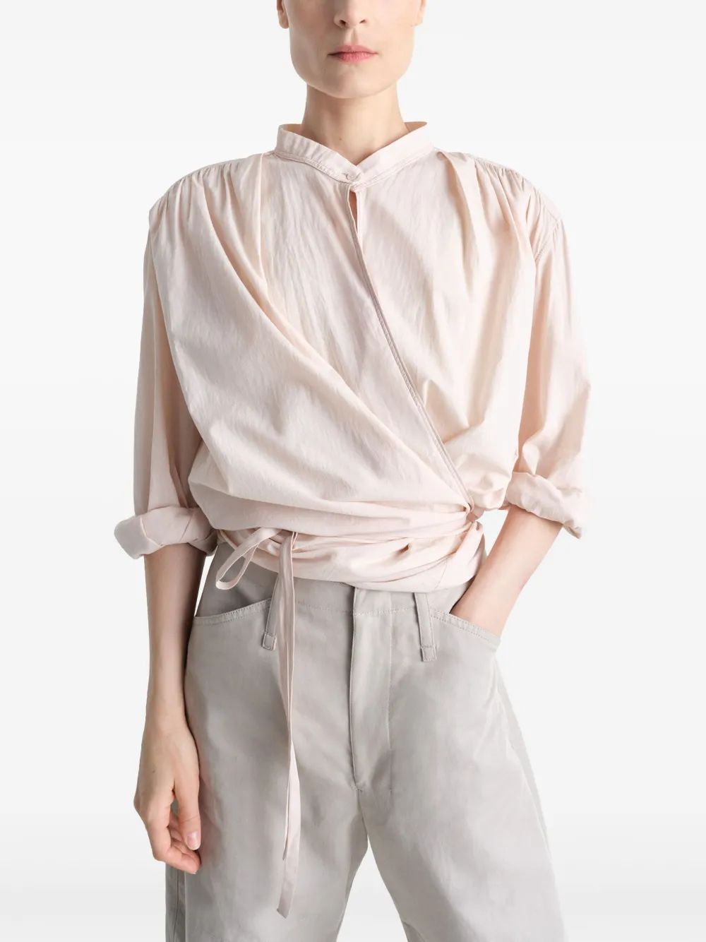 BLUSA WRAP BEIGE CLARO