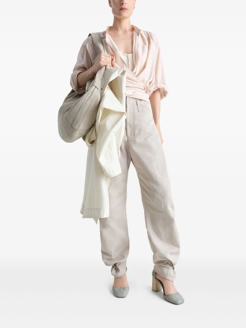 BLUSA WRAP BEIGE CLARO