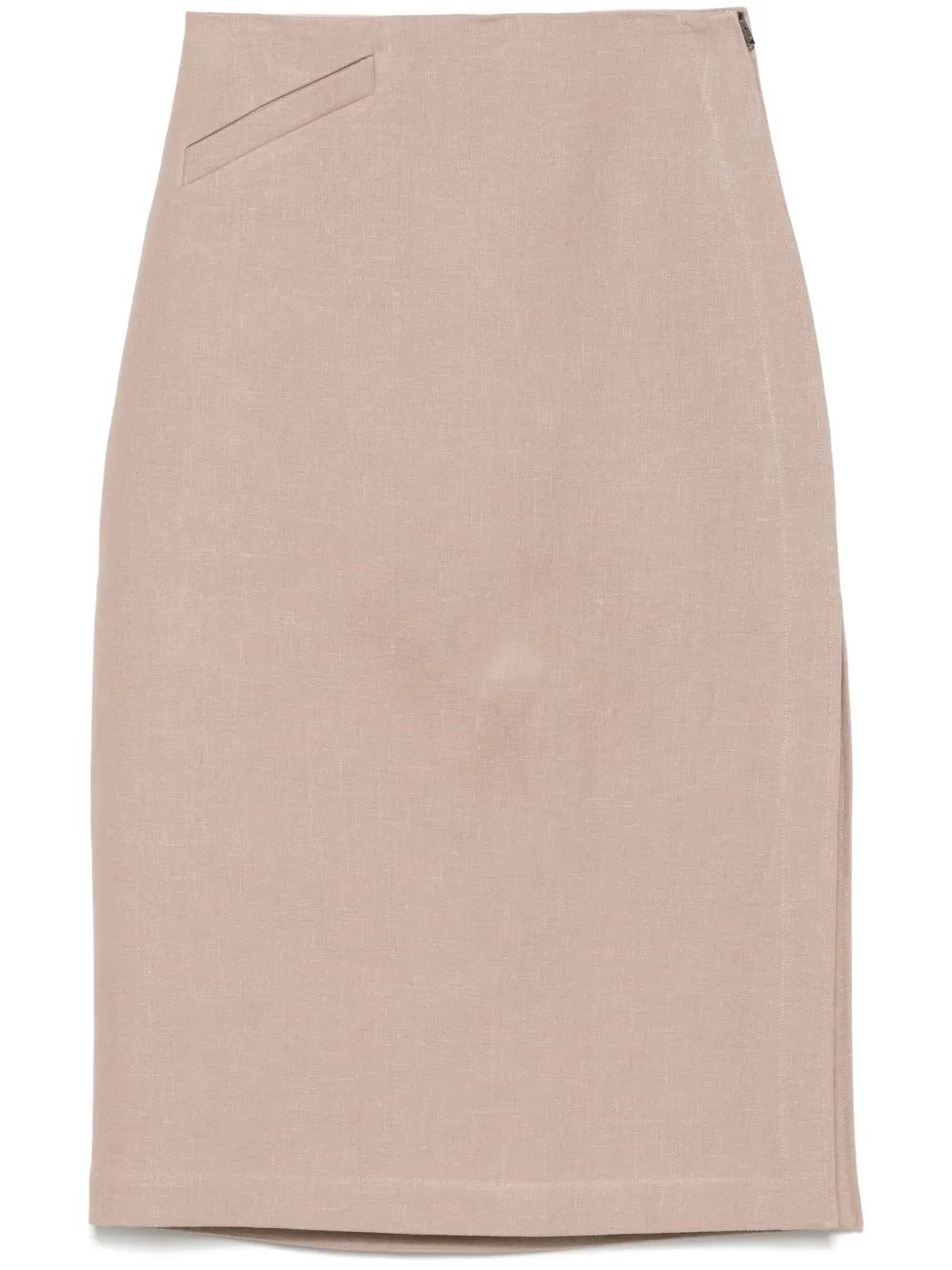 FALDA LINO TAUPE MIDI