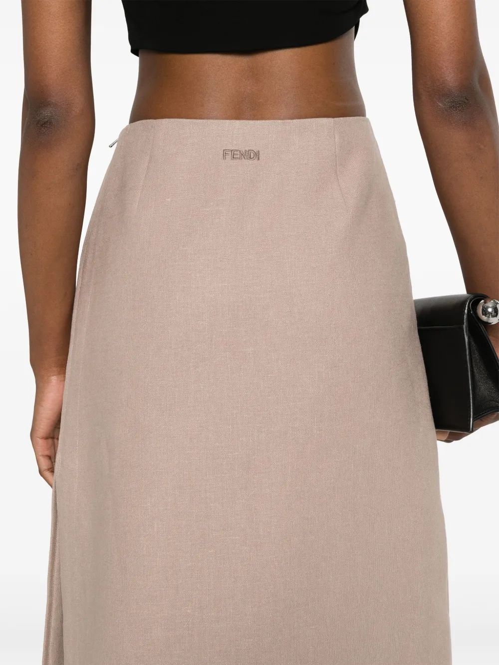 FALDA LINO TAUPE MIDI