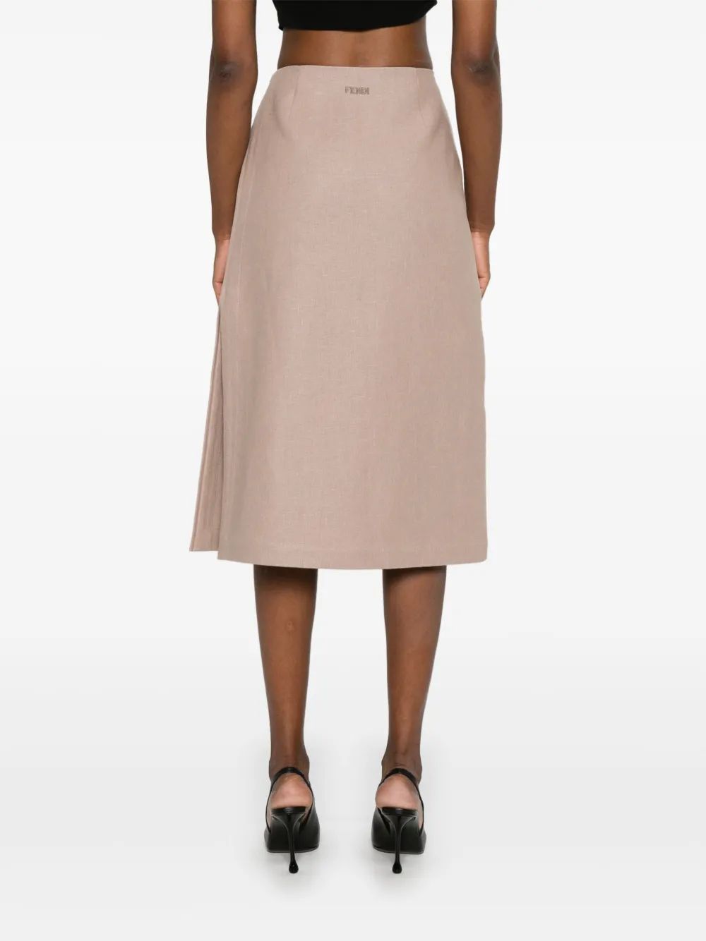 FALDA LINO TAUPE MIDI
