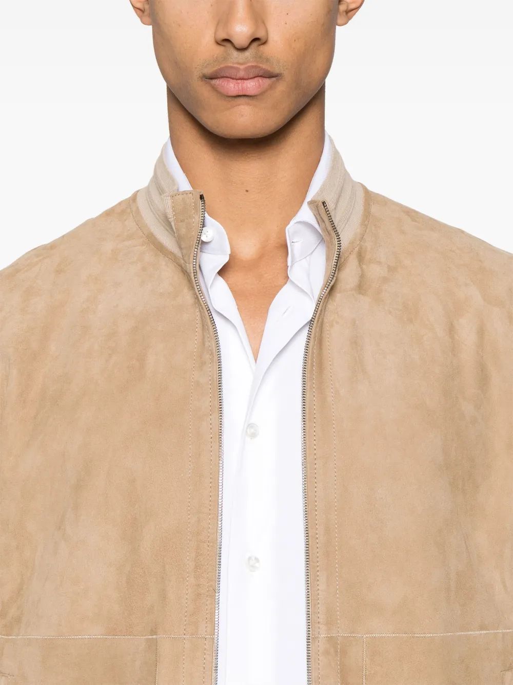 CAZADORA BEIGE ZIP METAL