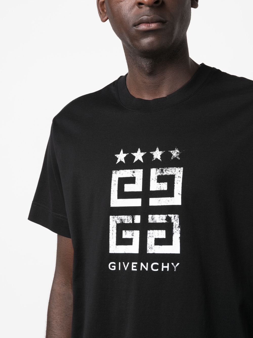 CAMISETA MC NEGRA LOGO 4G BLANCO