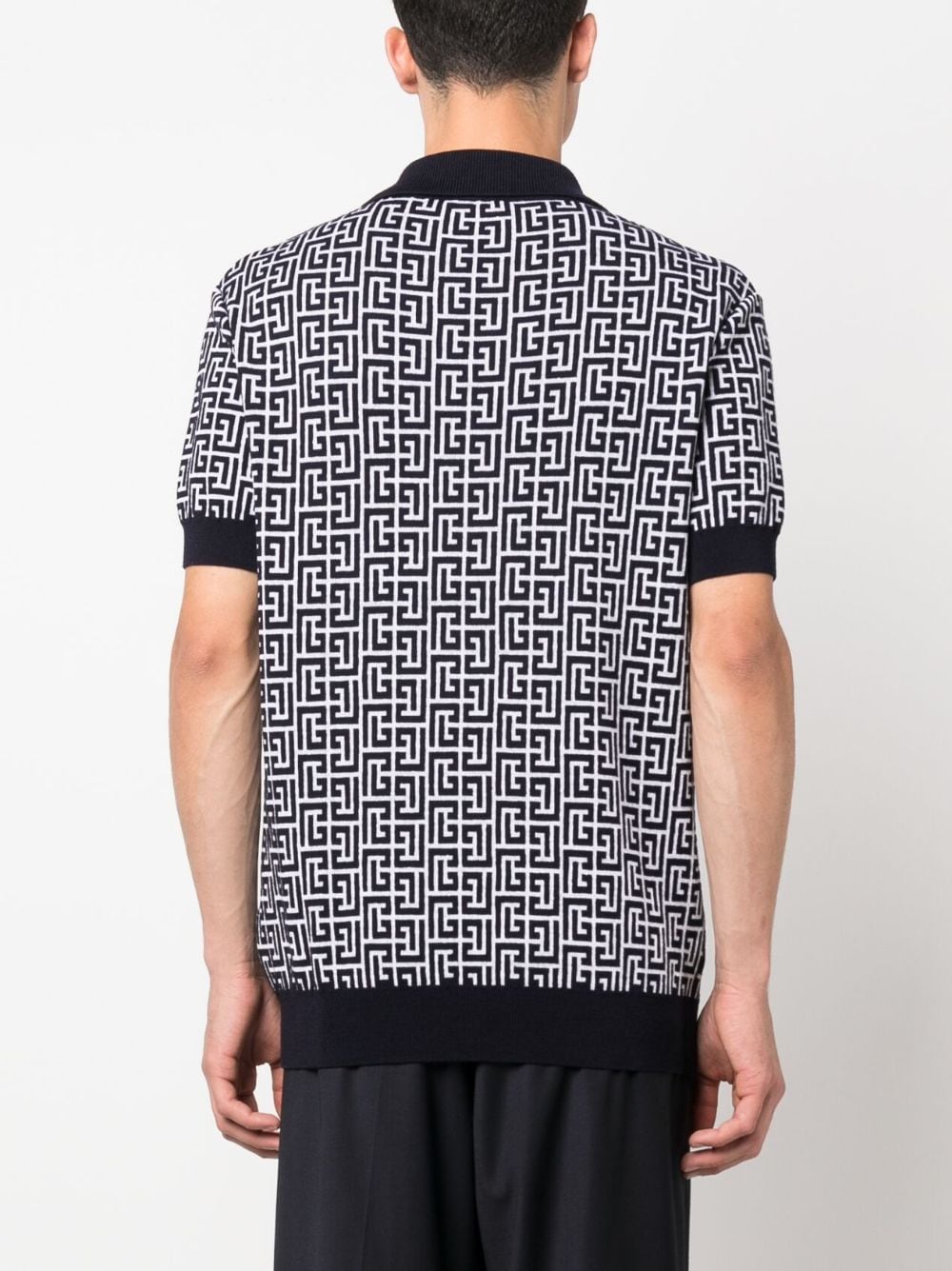 POLO MC BLANCO MONOGRAMA MARINO