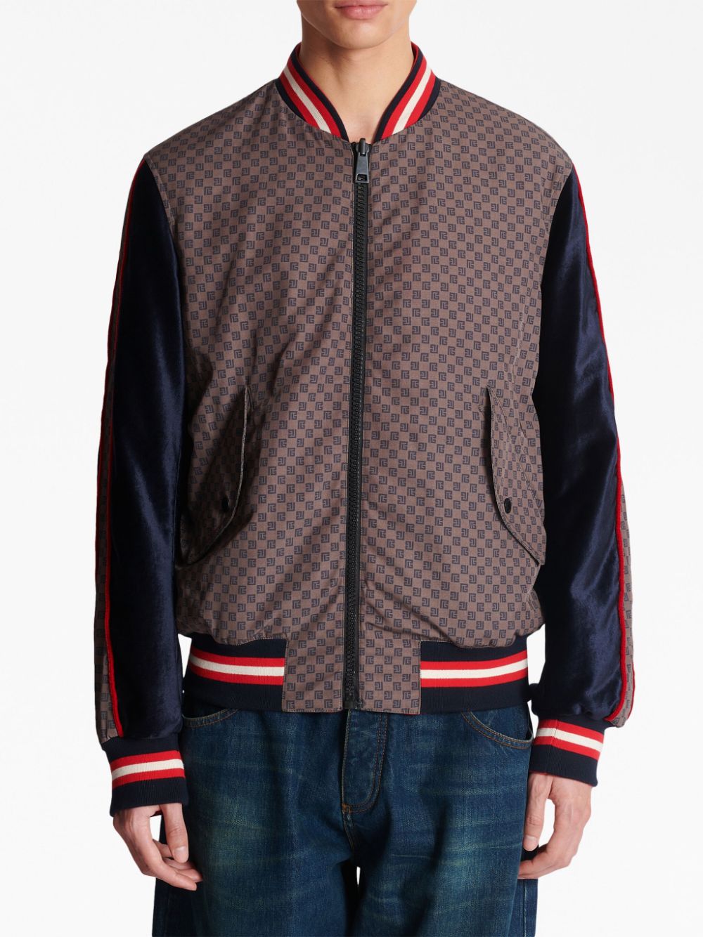 BOMBER MARRON MARINO ROJO