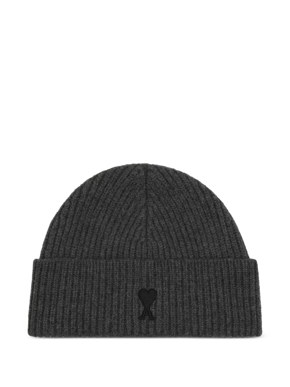 GORRO LANA GRIS LOGO NEGRO BORDADO