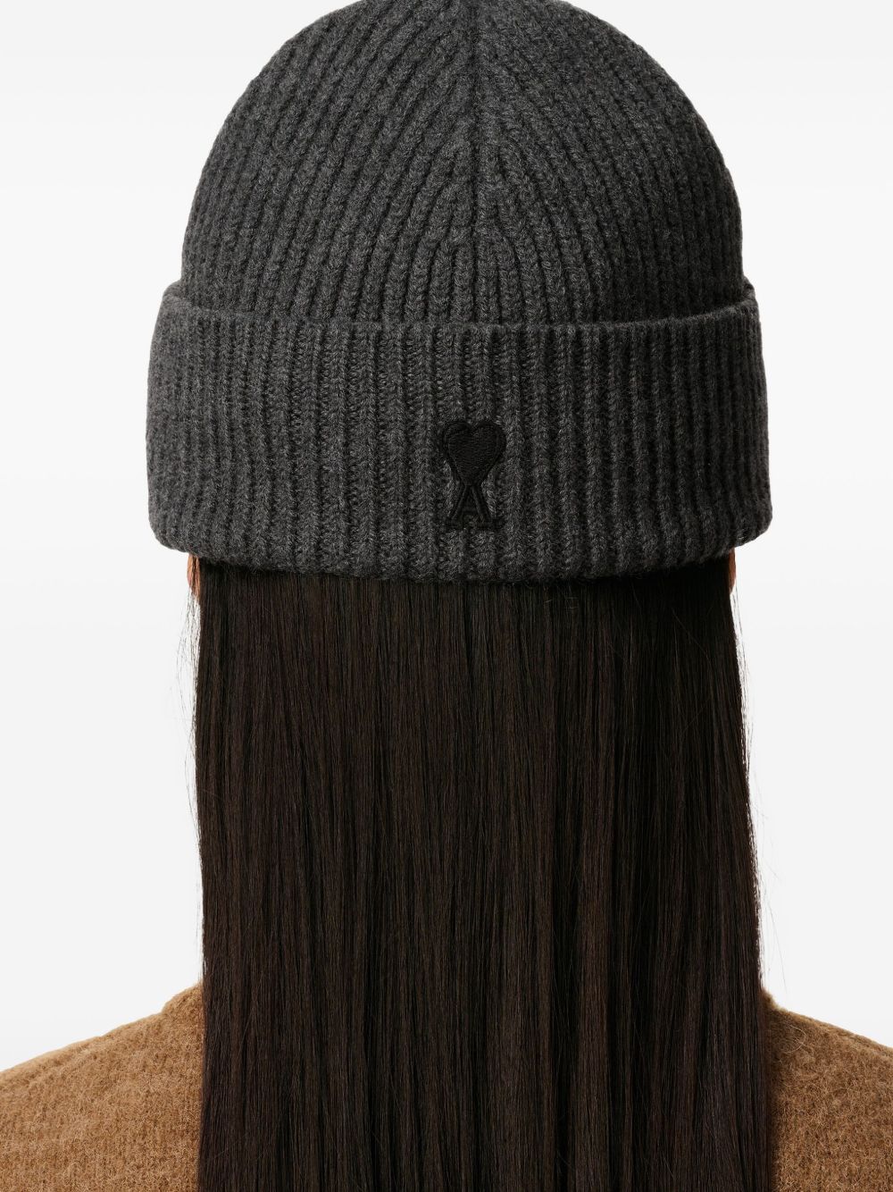 GORRO LANA GRIS LOGO NEGRO BORDADO