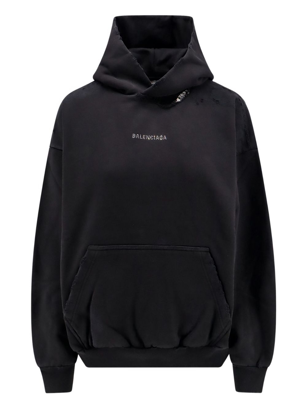 HOODIE NEGRO WASHED LOGO GRIS