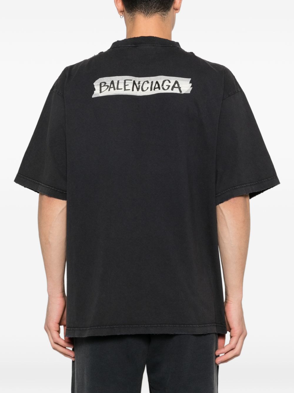 CAMISETA MC NEGRA WASHED LOGO CINTA