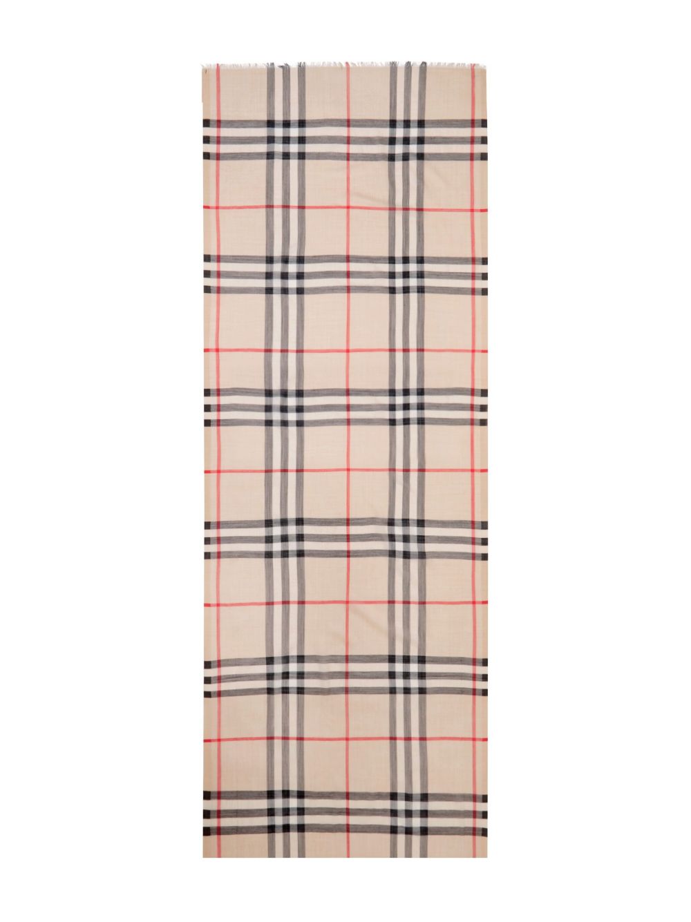 FOULARD GAUZE BEIGE CUADROS ROJOS NEGROS