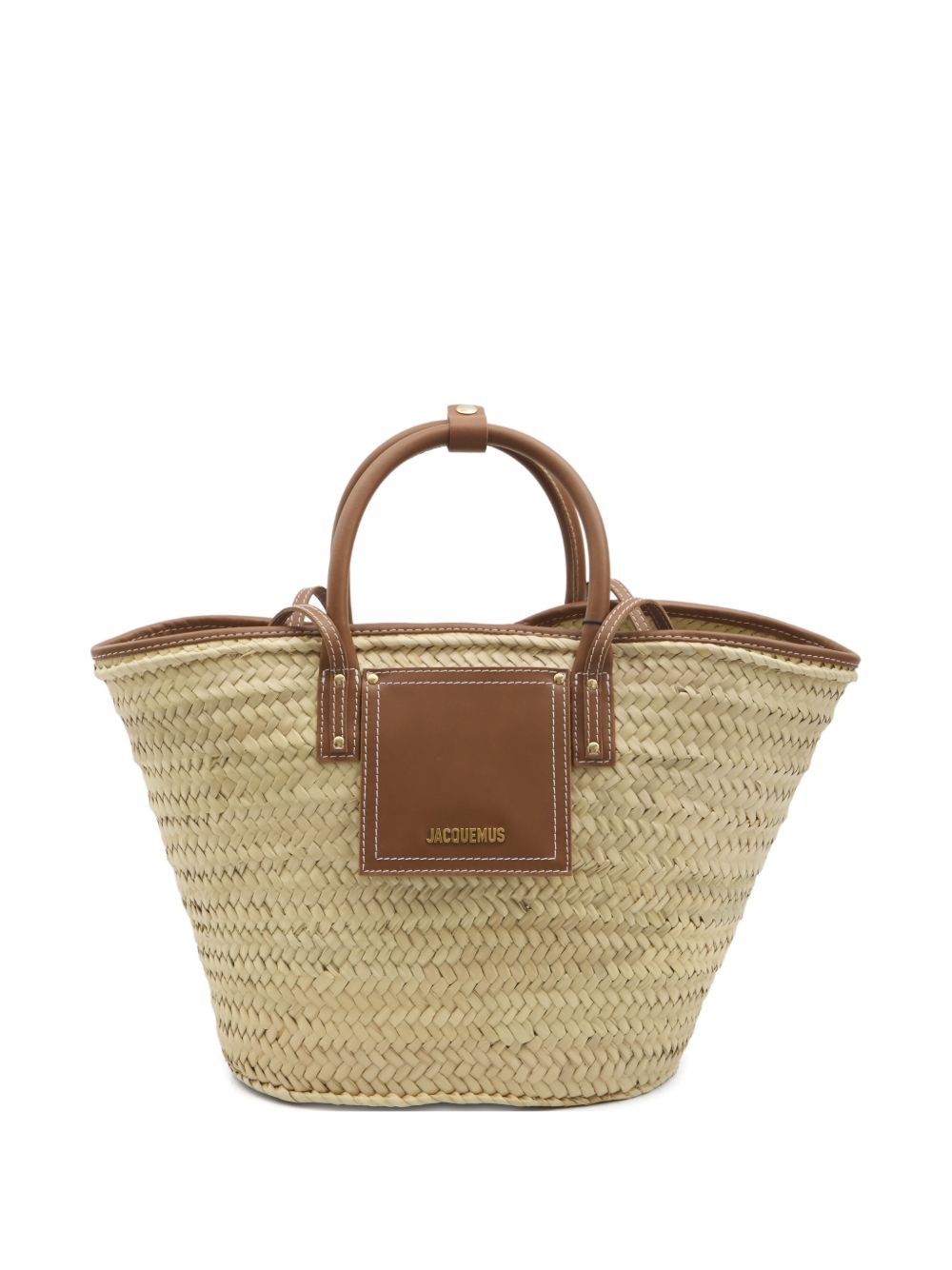CESTO LE PANIER RAFIA CAMEL LOGO DORADO