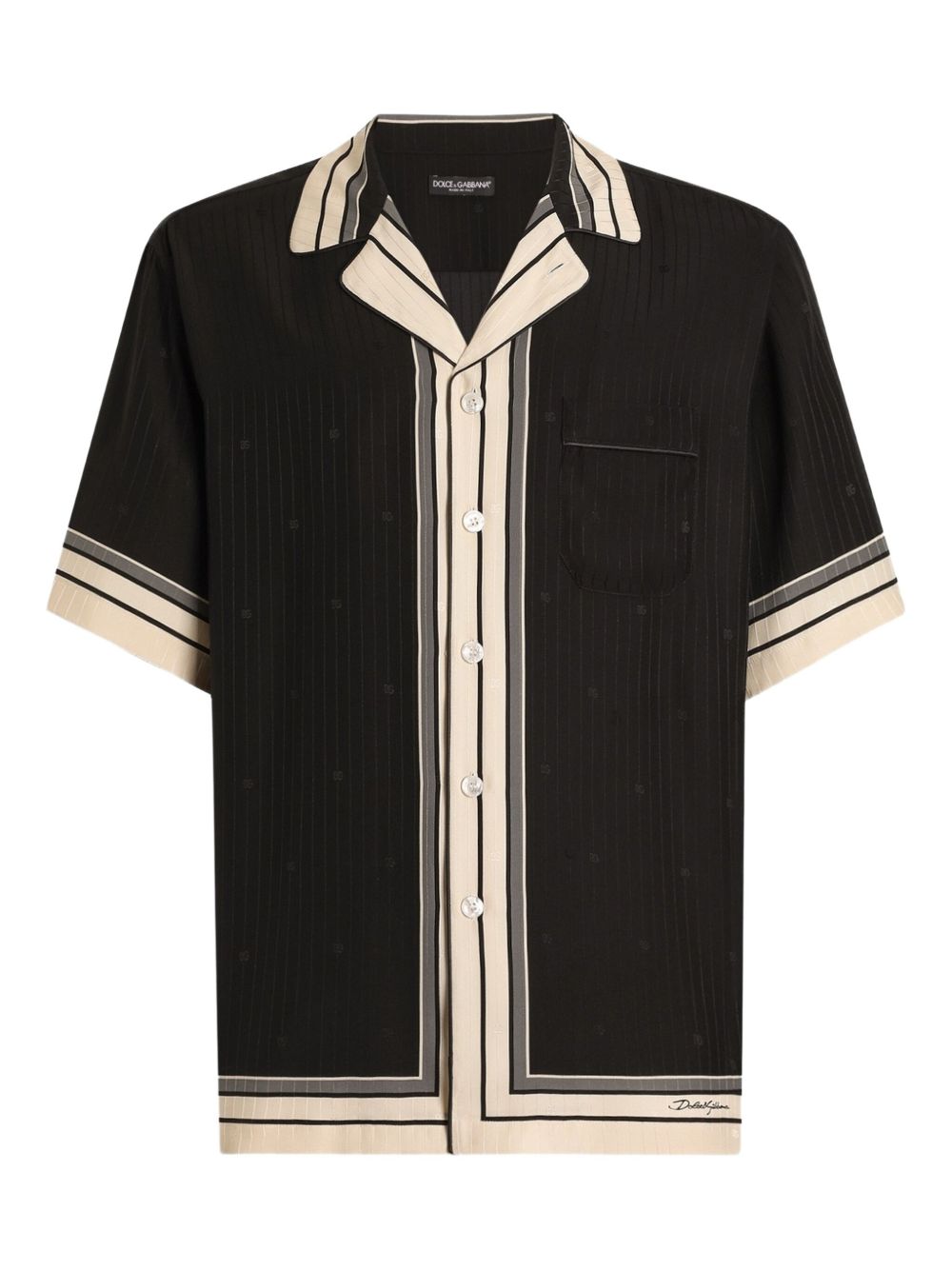 CAMISA MC NEGRA BEIGE RAYAS