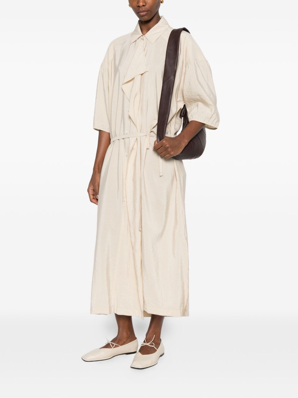 VESTIDO CAMISERO MC BEIGE ASIMETRICO