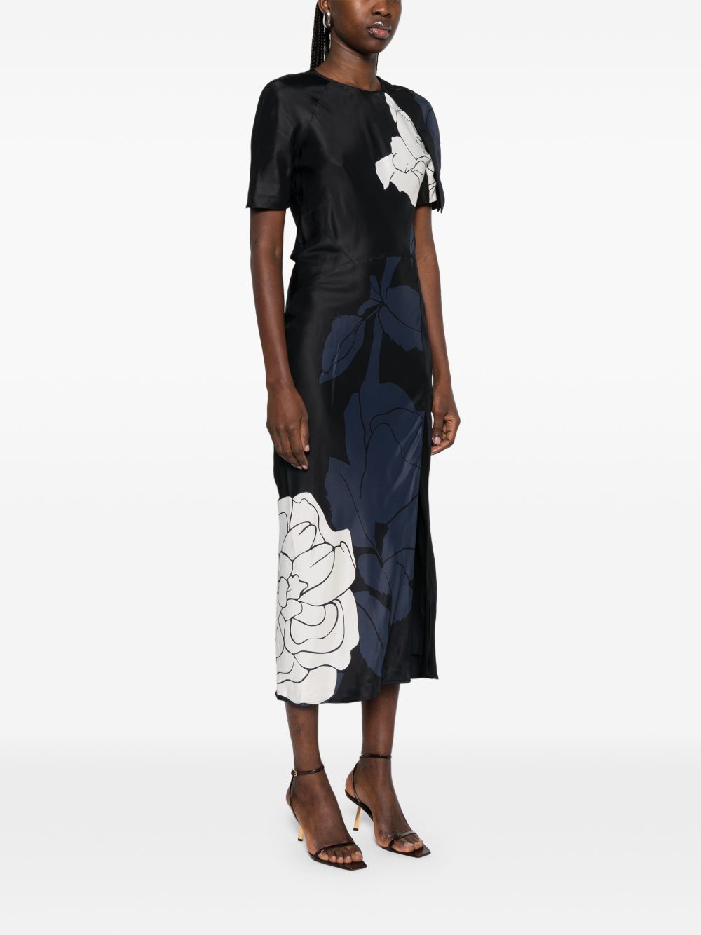 VESTIDO MC LARGO MARINO EST FLORES BICOL