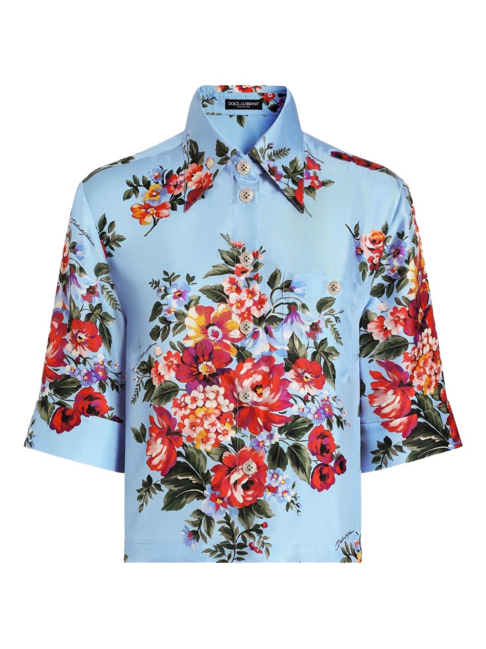 CAMISA MC CELESTE EST FLORES