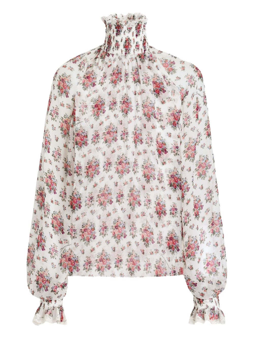 BLUSA BLANCA TRANSPARENTE EST FLORES