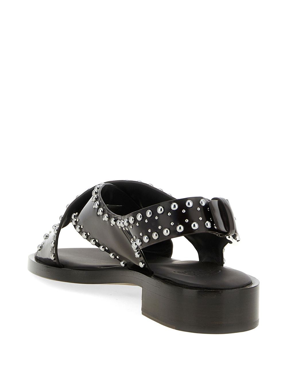 SANDALIA REMI CHOCOLATE TACHAS PLATEADAS