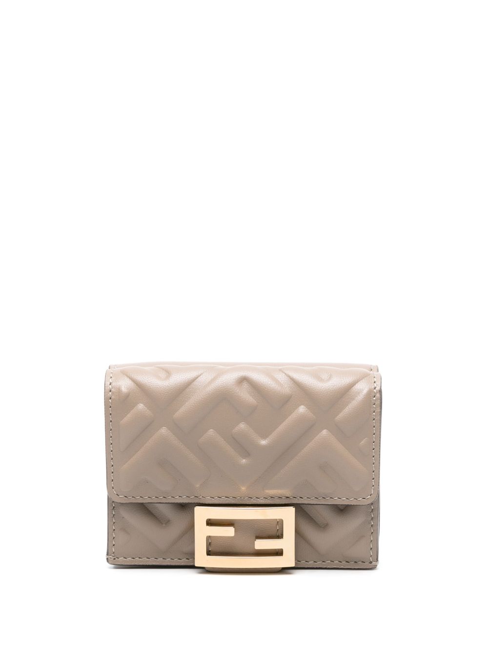 MICRO MONEDERO TAUPE LOGO DORADO