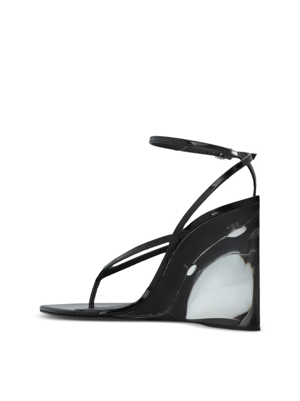 SANDALIA CHAROL NEGRO CUÑA TRANSPARENTE