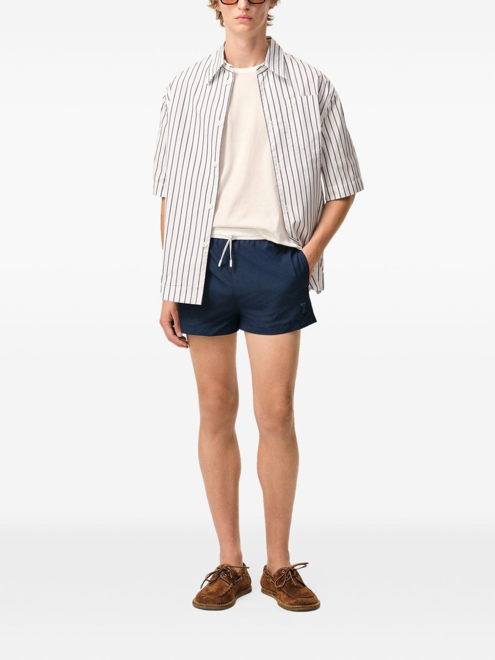 SWIMBOXER MARINO CINTURA BLANCA LOGO