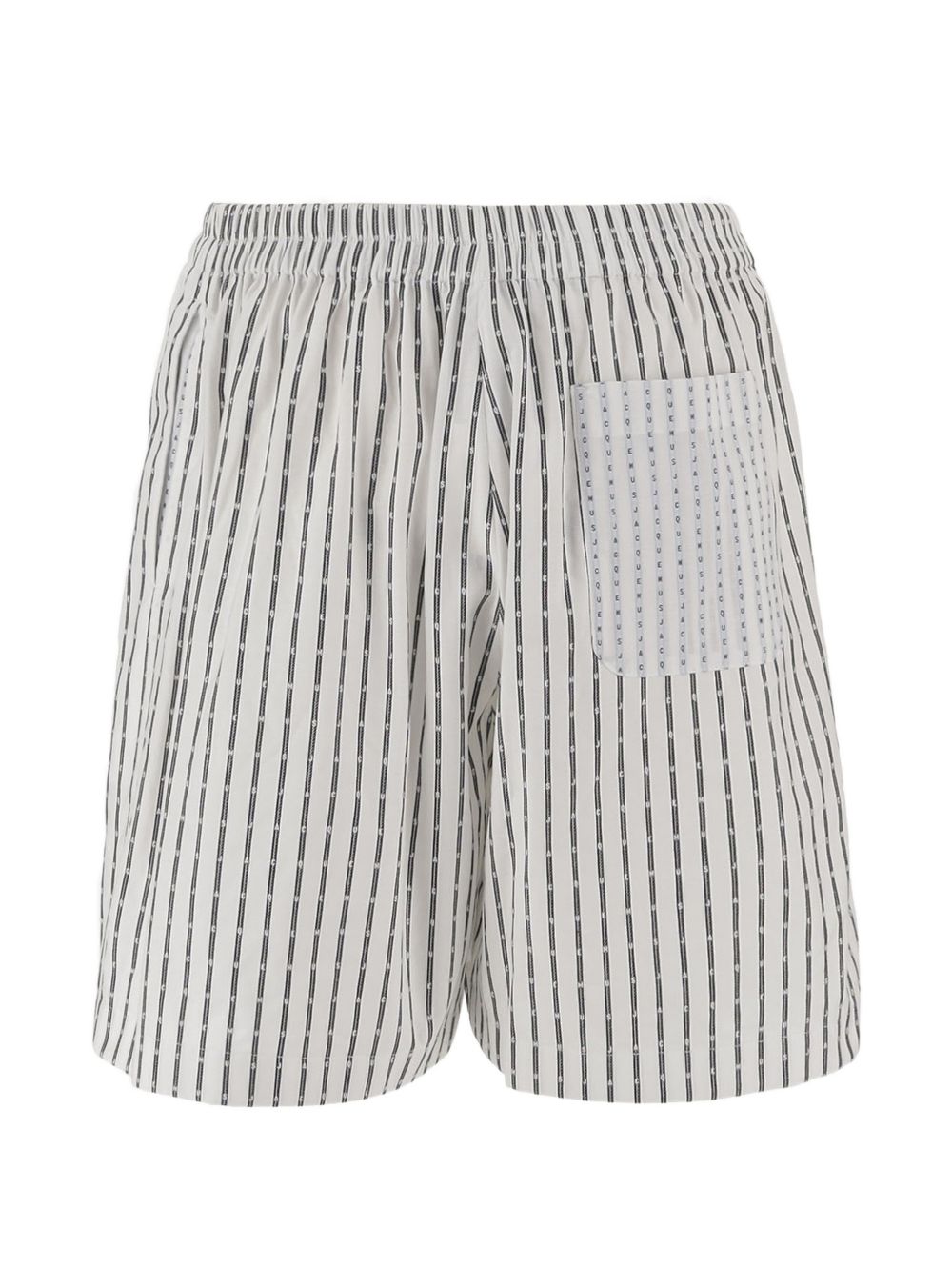 BERMUDA CALECON BLANCA RAYAS NEGRAS LOGO