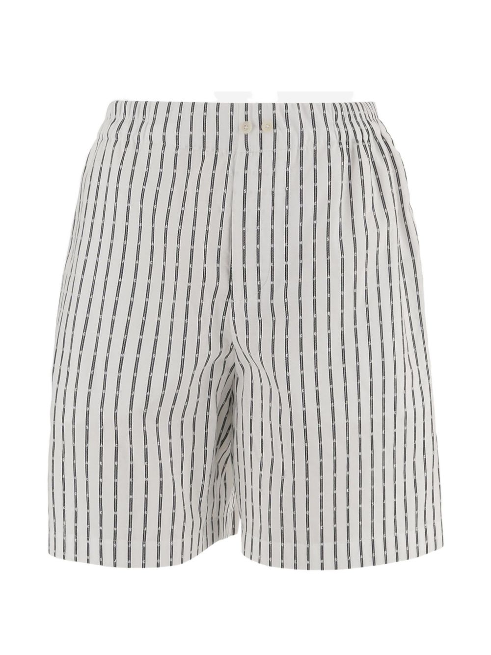 BERMUDA CALECON BLANCA RAYAS NEGRAS LOGO