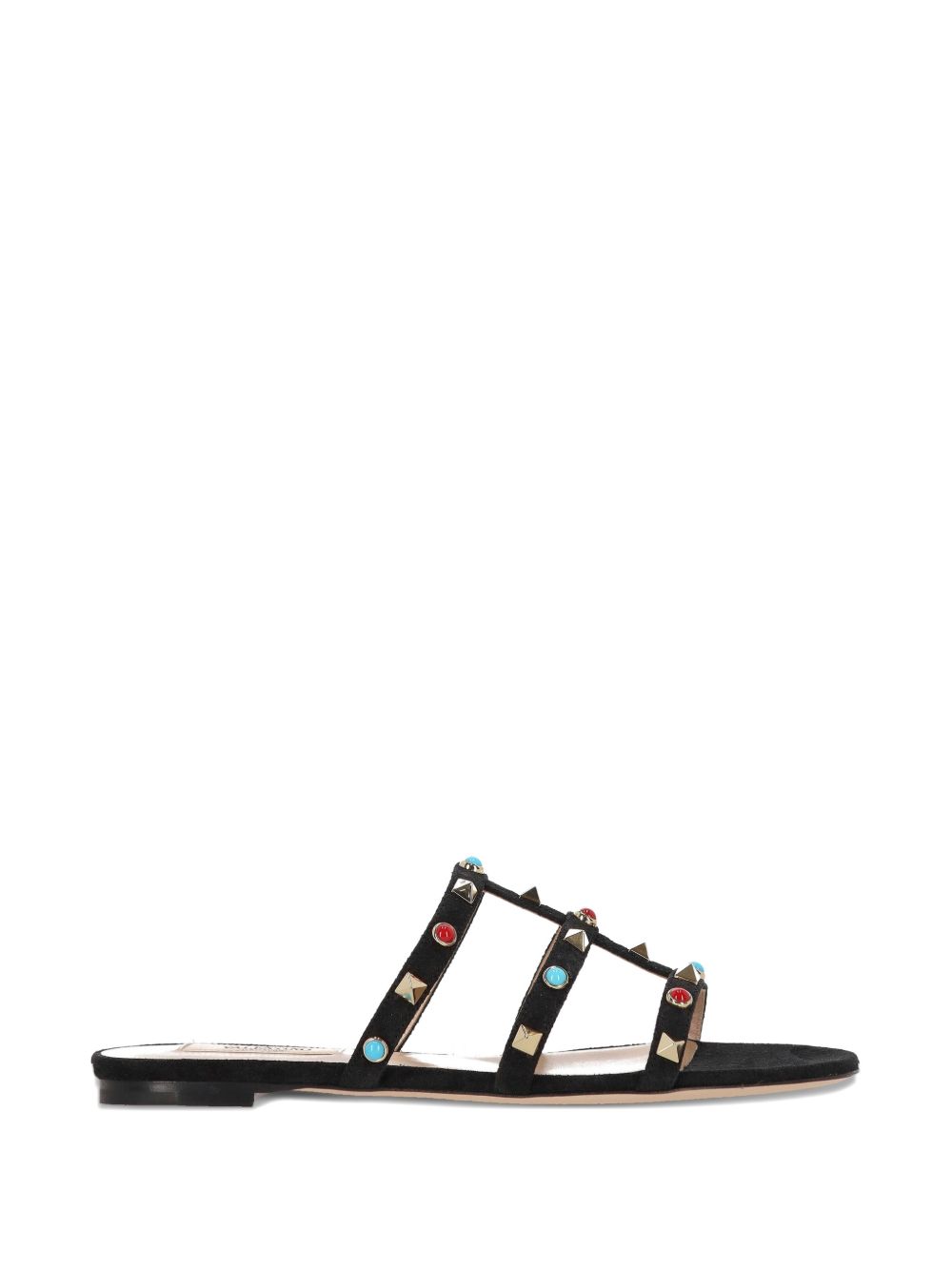 SANDALIA ROCKSTUD NEGRA ADORNOS COLORES